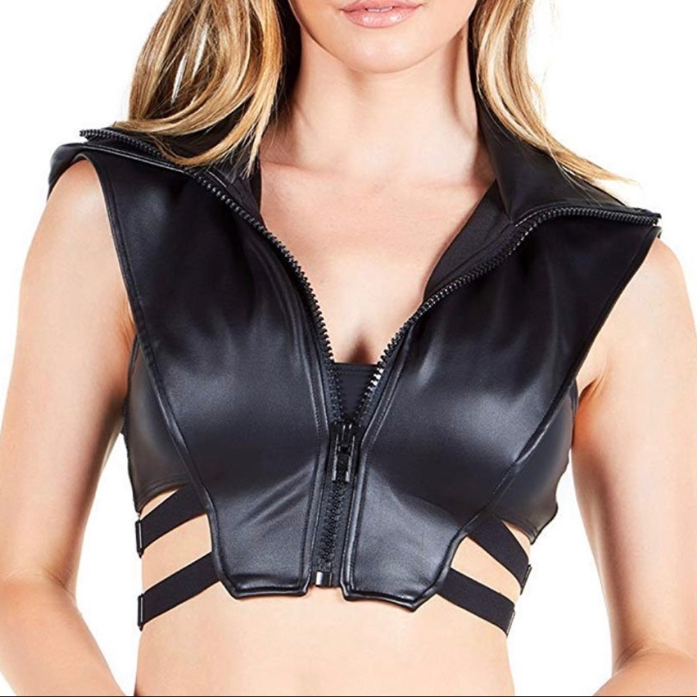 Faux Leather iheartraves Festival Vest